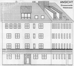 Strassenansicht von der Watstrasse aus